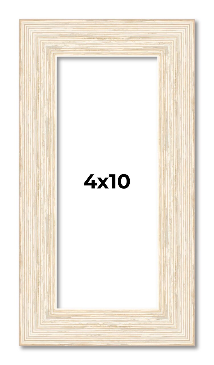 4x10 Wide Barnwood Picture Frame with UV-Resistant Acrylic & Acid Free Backing, Available in 6 Paint Finishes - Grey, Brown, White, and Black